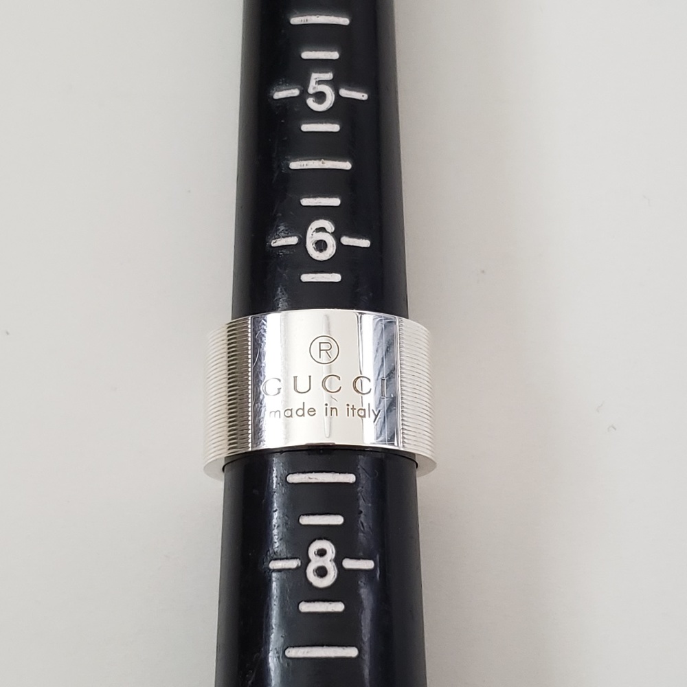 Gucci Trademark Stripes Sterling Silver Ring Size 6.5 Italian Size 14 - Picture 8 of 8